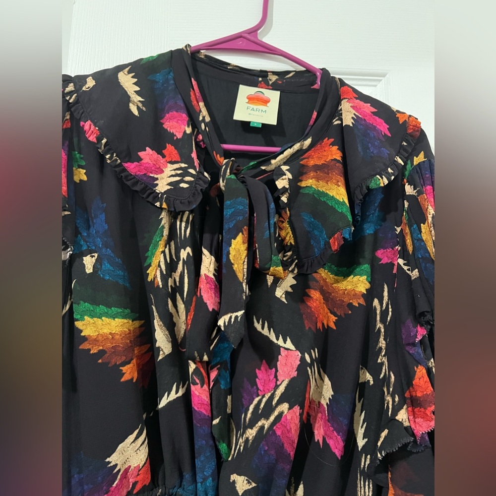 Farm Rio - Macaws Flight Tie-Neck Ankle Dress - Picture 8 of 11